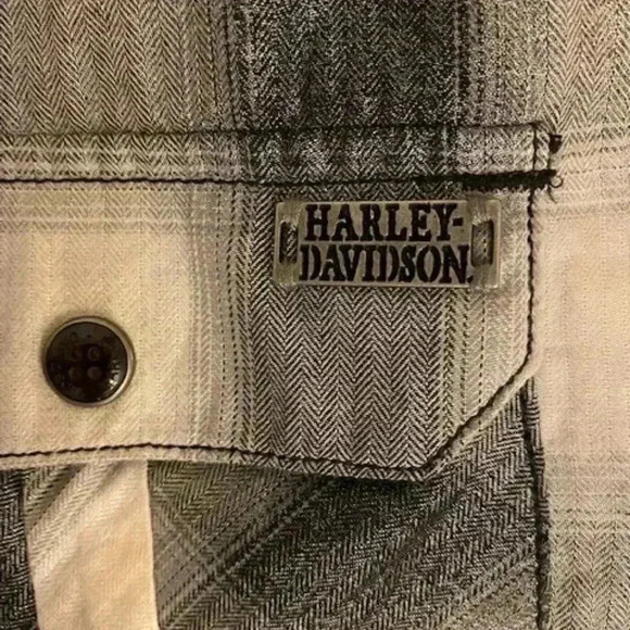 Harley Davidson Women's Button Down Plaid Cotton Shirt Size L - Picture 6 of 12